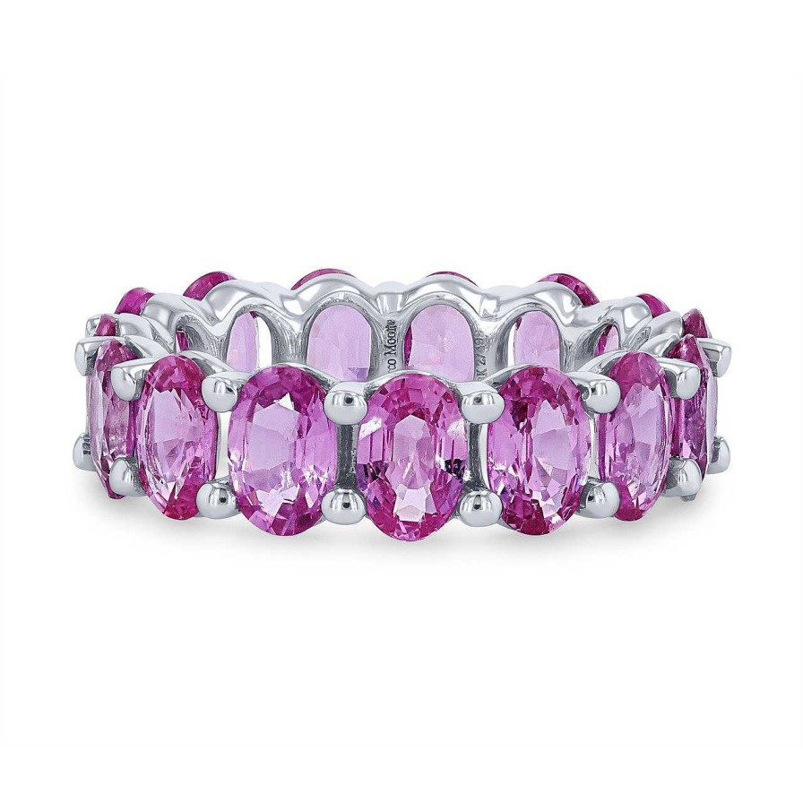 Diamonds Direct Fashion Rings | Pink Sapphire Eternity Band White Gold 18K