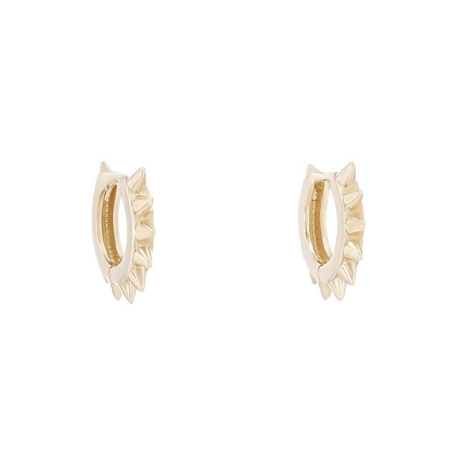 Diamonds Direct Earrings | Gold Spike Huggie Hoop Earrings