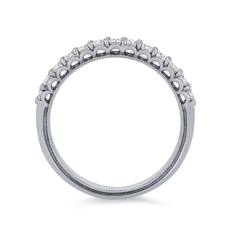 Diamonds Direct Women'S Bands | Verragio Renaissance Shared Prong Wedding Band White Gold 14K