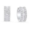 Diamonds Direct Earrings | Baguette Accented Huggie Earrings White Gold 14K