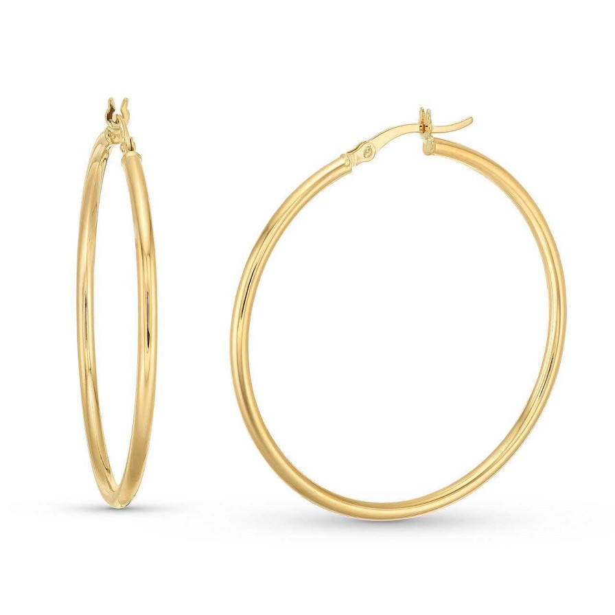 Diamonds Direct Earrings | Gold 2X40Mm Tube Hoop Earrings