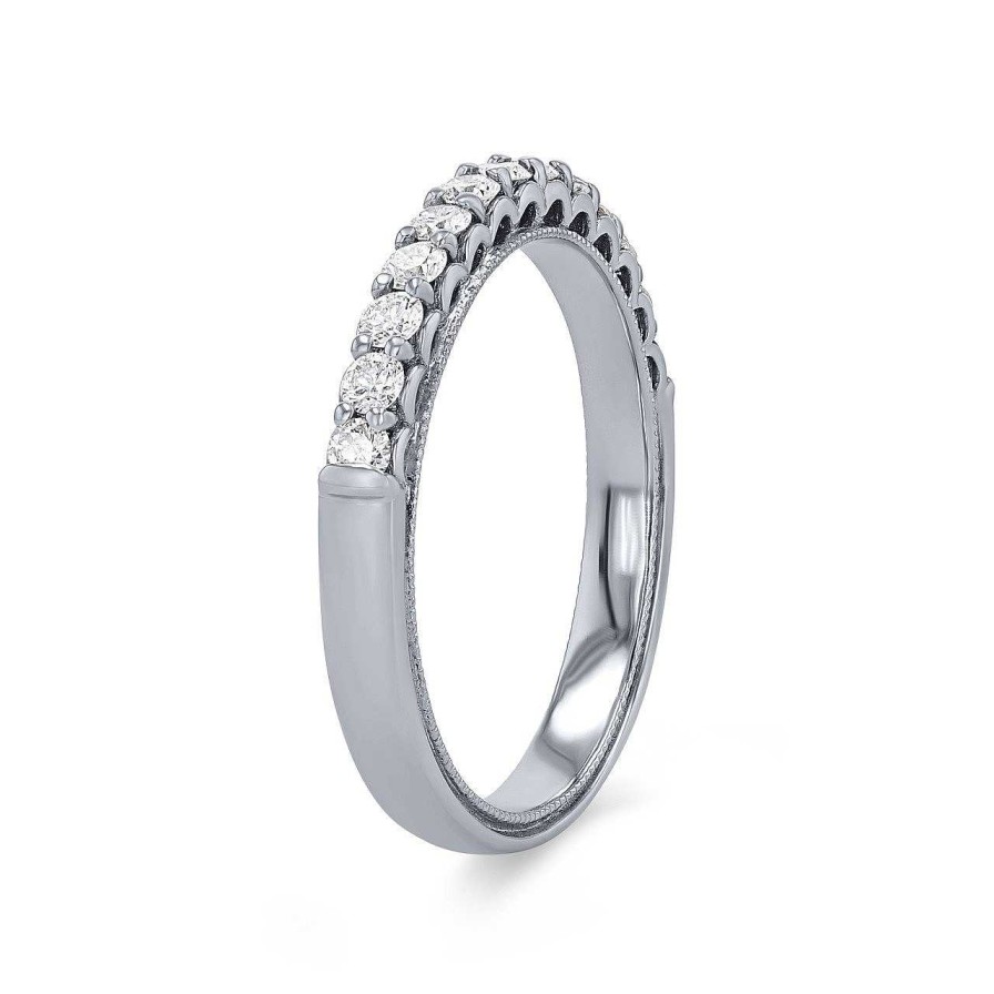 Diamonds Direct Women'S Bands | Verragio Renaissance Shared Prong Wedding Band White Gold 14K