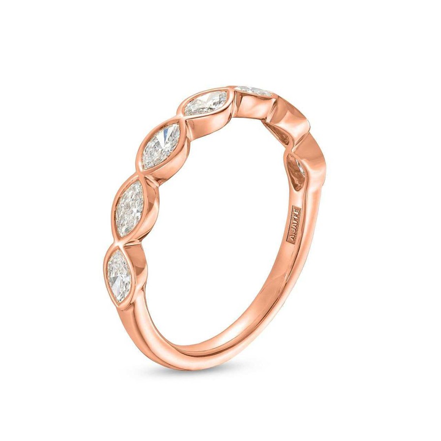 Diamonds Direct Women'S Bands | Bezel Marquise Diamond Wedding Band By A. Jaffe Rose Gold 14K