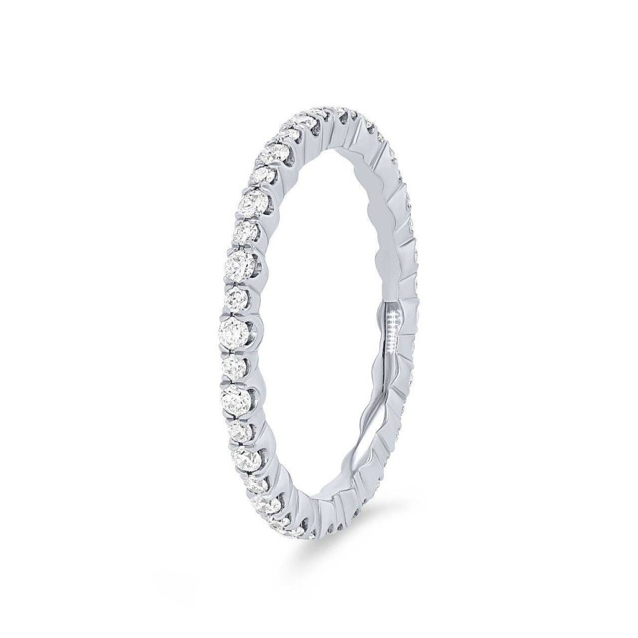 Diamonds Direct Women'S Bands | Alternating Round Diamond Eternity Band By Classique White Gold 14K