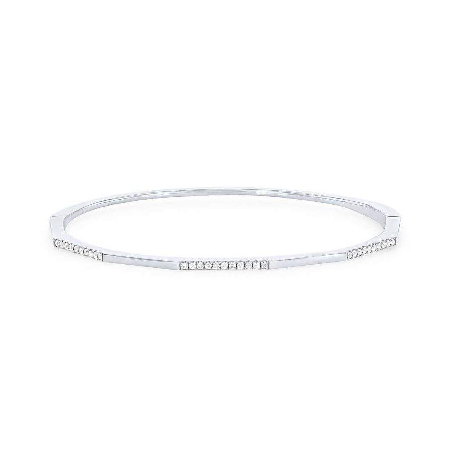 Diamonds Direct Bracelets | Geometric Diamond Segment Bangle White Gold 14K