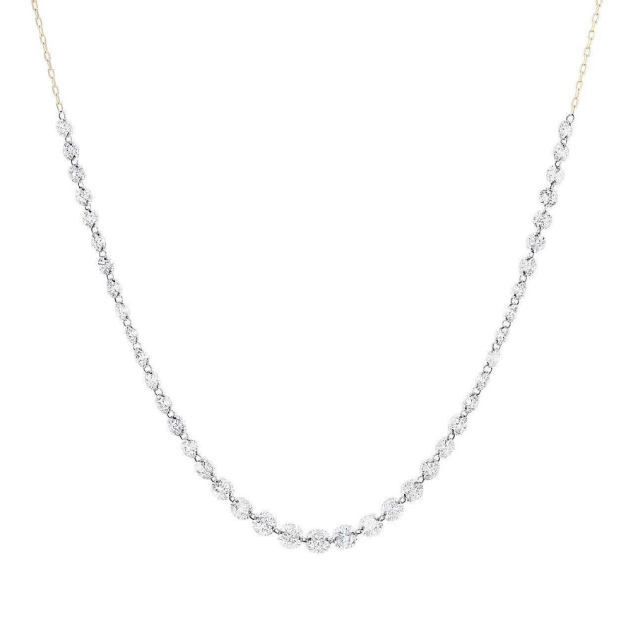 Diamonds Direct Necklaces & Pendants | Graduated Diamond Floating Necklace White Gold 18K