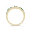 Diamonds Direct Fashion Rings | Emerald And Diamond Two Row Stackable Band Yellow Gold 14K