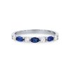 Diamonds Direct Women'S Bands | Alternating Marquise Sapphire And Round Diamond Wedding Band By Ses Creations White Gold 14K