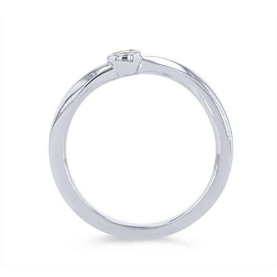 Diamonds Direct Fashion Rings | Bezel Single Diamond Wedding Band By Novell White Gold 14K