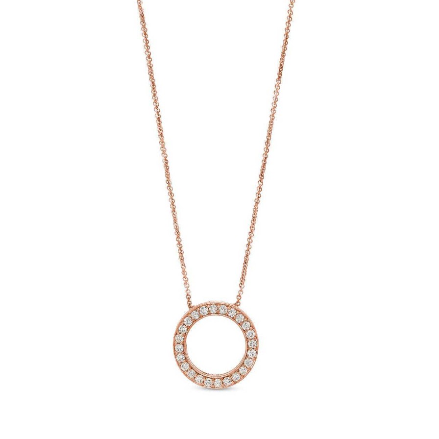 Diamonds Direct Necklaces & Pendants | Verragio Beaded Diamond Circle Pendant Rose Gold 18K