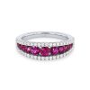 Diamonds Direct Fashion Rings | Ruby And Diamond Border Ring White Gold 14K