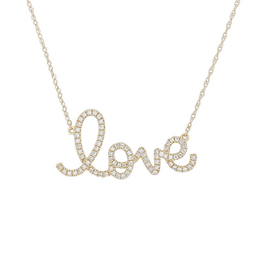 Diamonds Direct Necklaces & Pendants | Diamond Love Pendant Yellow Gold 14K