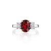 Diamonds Direct Rings | Oval Ruby And Diamond 3 Stone Ring