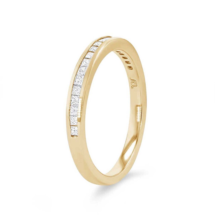 Diamonds Direct Women'S Bands | Channel Princess Diamond Wedding Band By Ses Creations Yellow Gold 14K