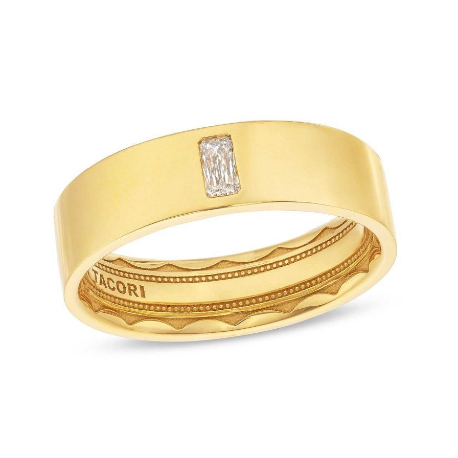 Diamonds Direct Men'S Bands | Tacori Bezel Set Diamond In High Polish Finish Wedding Band Yellow Gold 18K