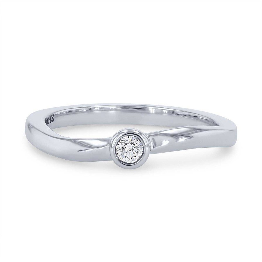 Diamonds Direct Women'S Bands | Bezel Single Diamond Wedding Band By Novell White Gold 14K