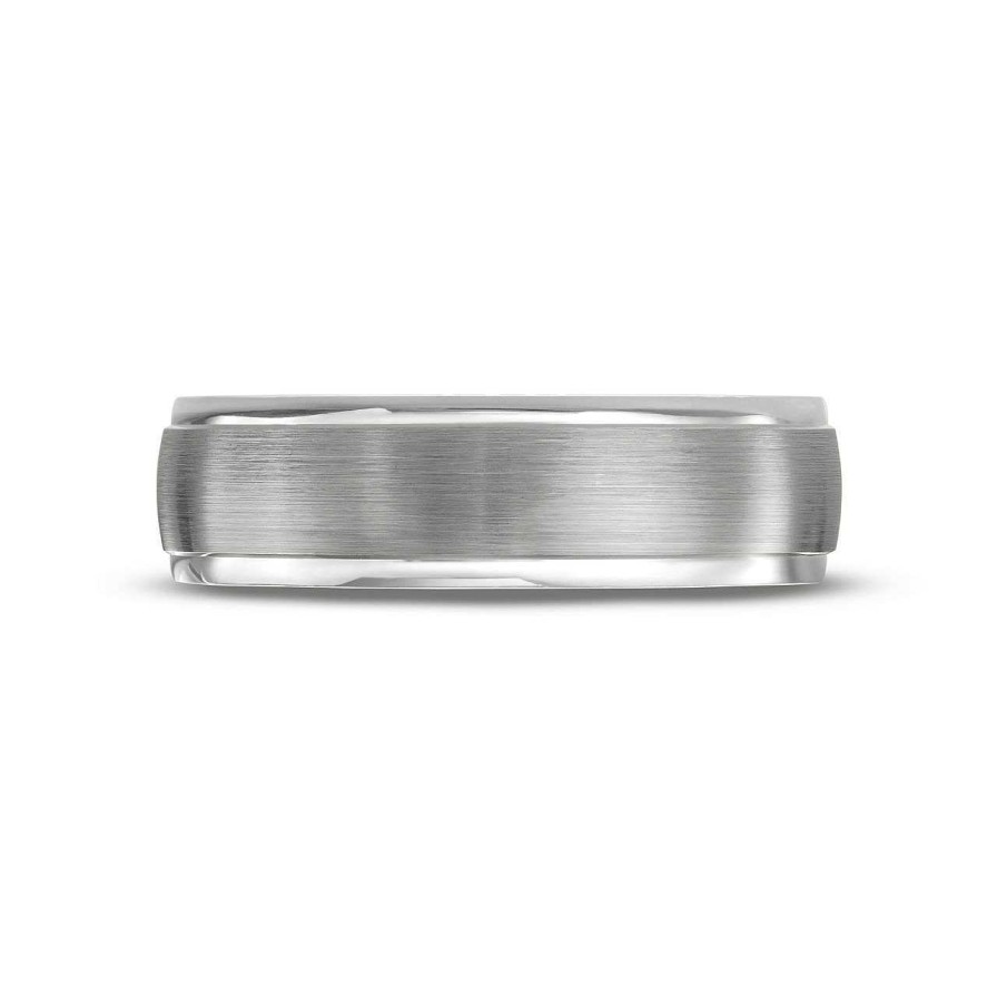 Diamonds Direct Men'S Bands | Simon G. Matte Polished Edge 6Mm Wedding Band White Gold 18K