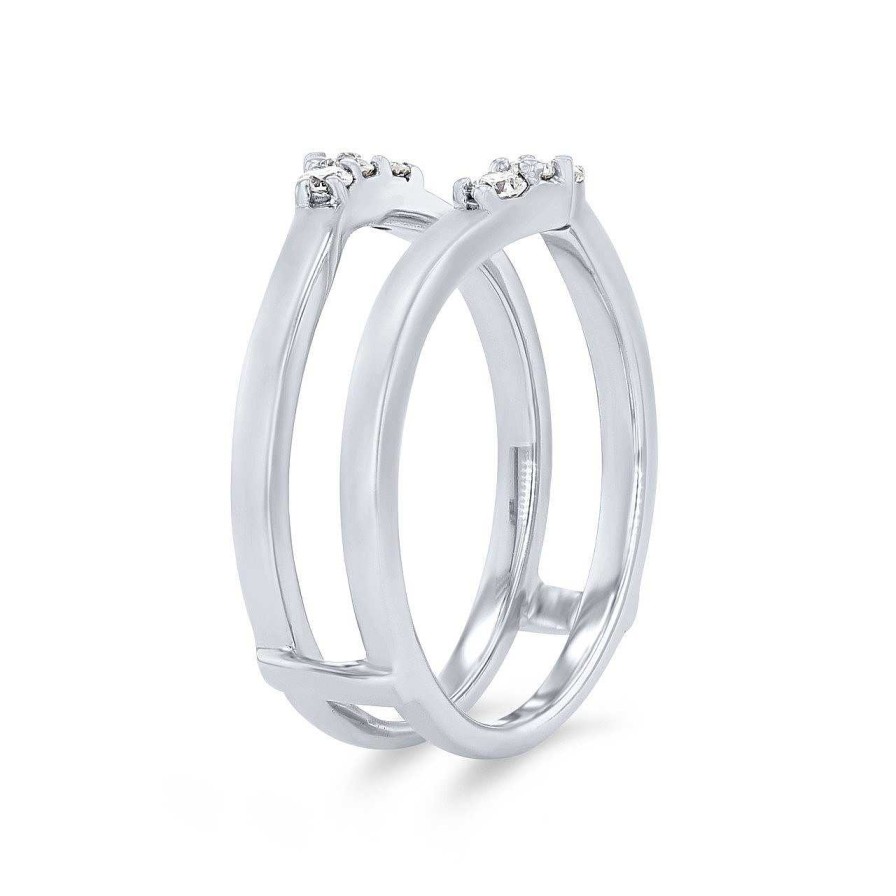 Diamonds Direct Women'S Bands | Contour Diamond Trio Ring Guard By True Romance White Gold 14K