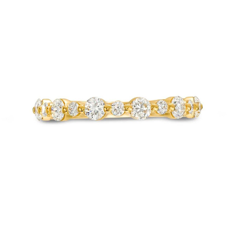 Diamonds Direct Women'S Bands | Single Prong Alternating Diamond Wedding Band By Diamonds Direct Designs Yellow Gold 14K