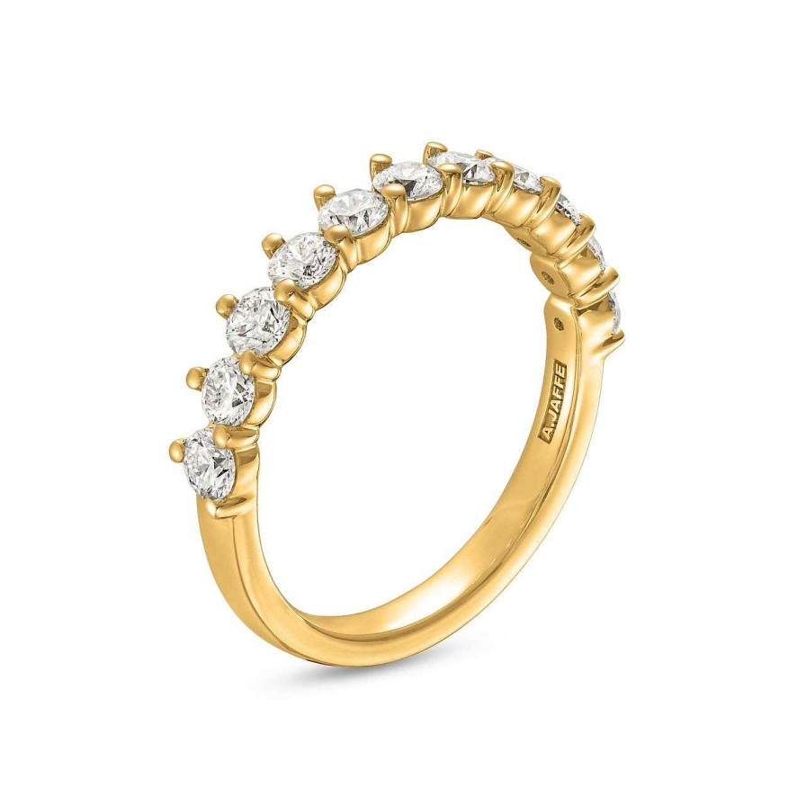 Diamonds Direct Women'S Bands | Three Prong Diamond Wedding Band By A. Jaffe Yellow Gold 14K