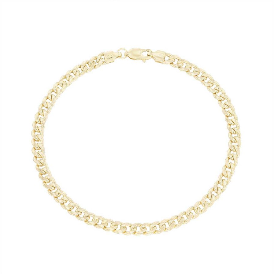 Diamonds Direct Bracelets | Petite Cuban Link Chain Bracelet Yellow Gold 14K