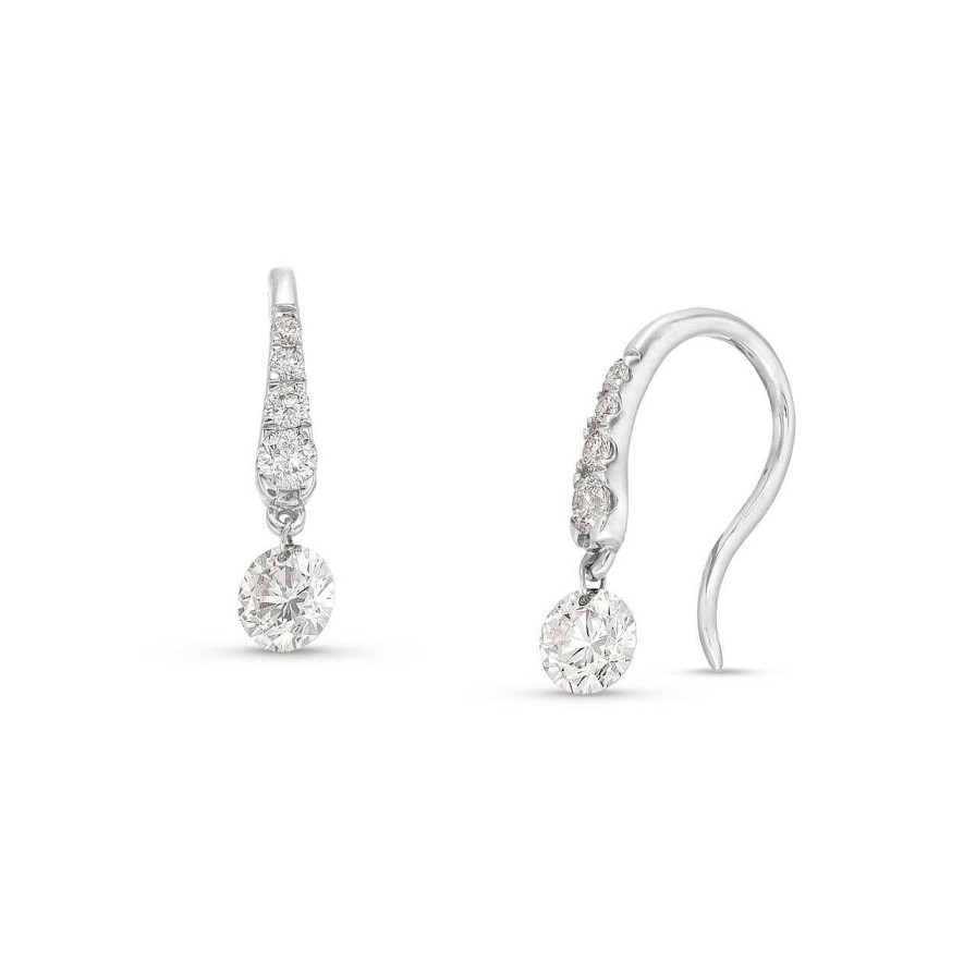 Diamonds Direct Earrings | Graduated Floating Diamond Earrings