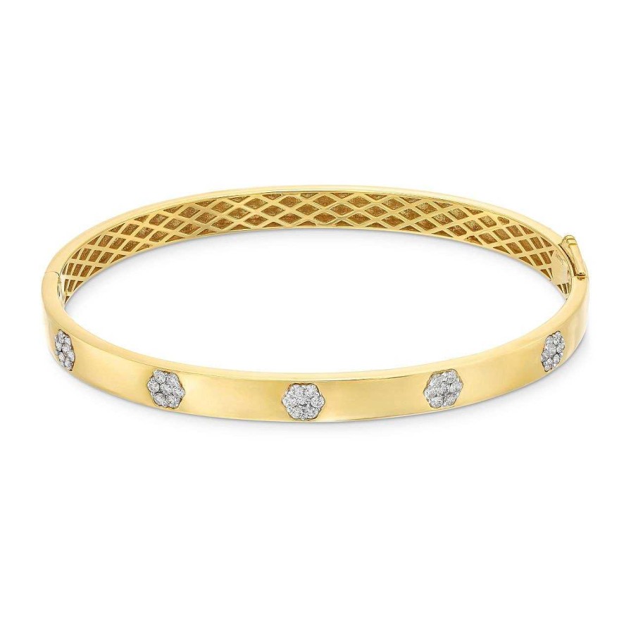 Diamonds Direct Bracelets | Simon G. Diamond Flower Station Bangle Bracelet