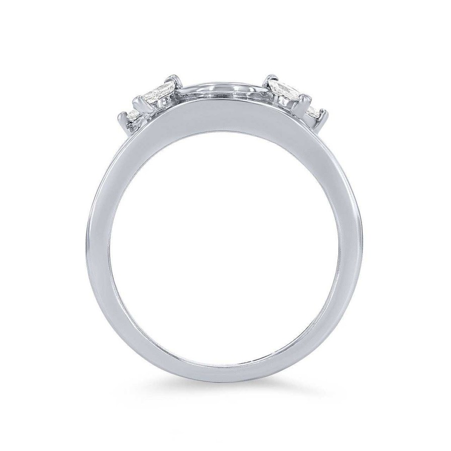 Diamonds Direct Women'S Bands | Floral Marquise And Round Diamond Ring Wrap By True Romance White Gold 14K