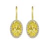 Diamonds Direct Earrings | Oval Yellow Diamond Drop Halo Earrings