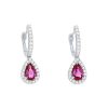 Diamonds Direct Earrings | Ruby And Diamond Halo Pear Drop Earrings