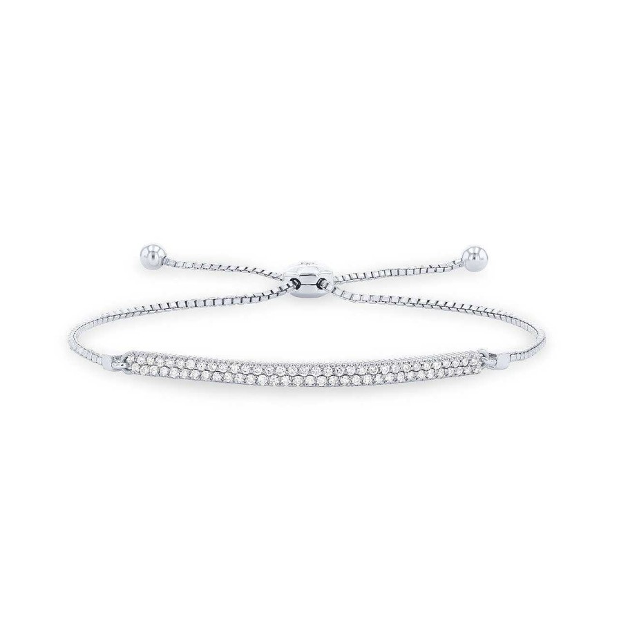 Diamonds Direct Bracelets | Pave Diamond Bolo Bracelet White Gold 14K