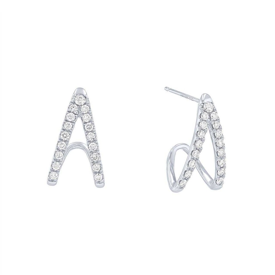 Diamonds Direct Earrings | Diamond V Earrings White Gold 14K