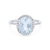 Diamonds Direct Fashion Rings | Oval Aquamarine And Diamond Halo Ring White Gold 14K