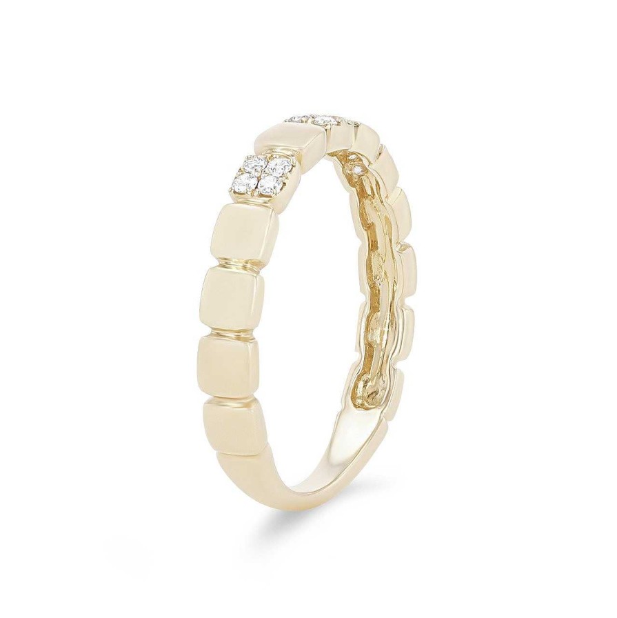 Diamonds Direct Women'S Bands | Alternating Diamond Cluster Wedding Band By Kc Designs Yellow Gold 14K