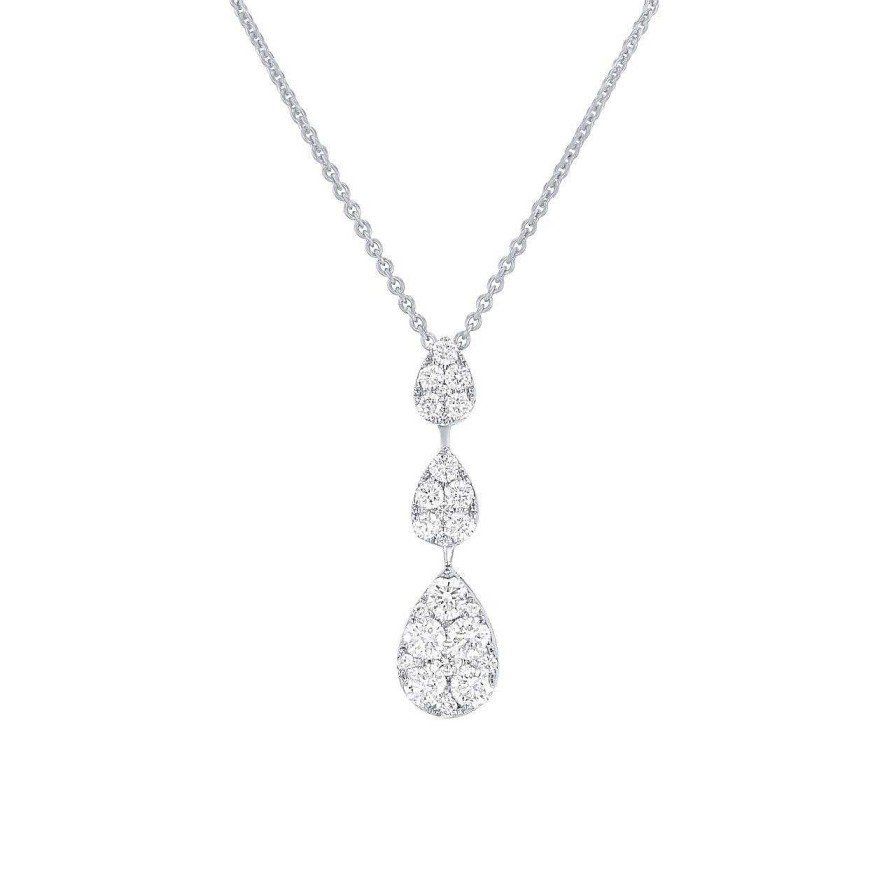 Diamonds Direct Necklaces & Pendants | Three Stone Diamond Cluster Pear Pendant