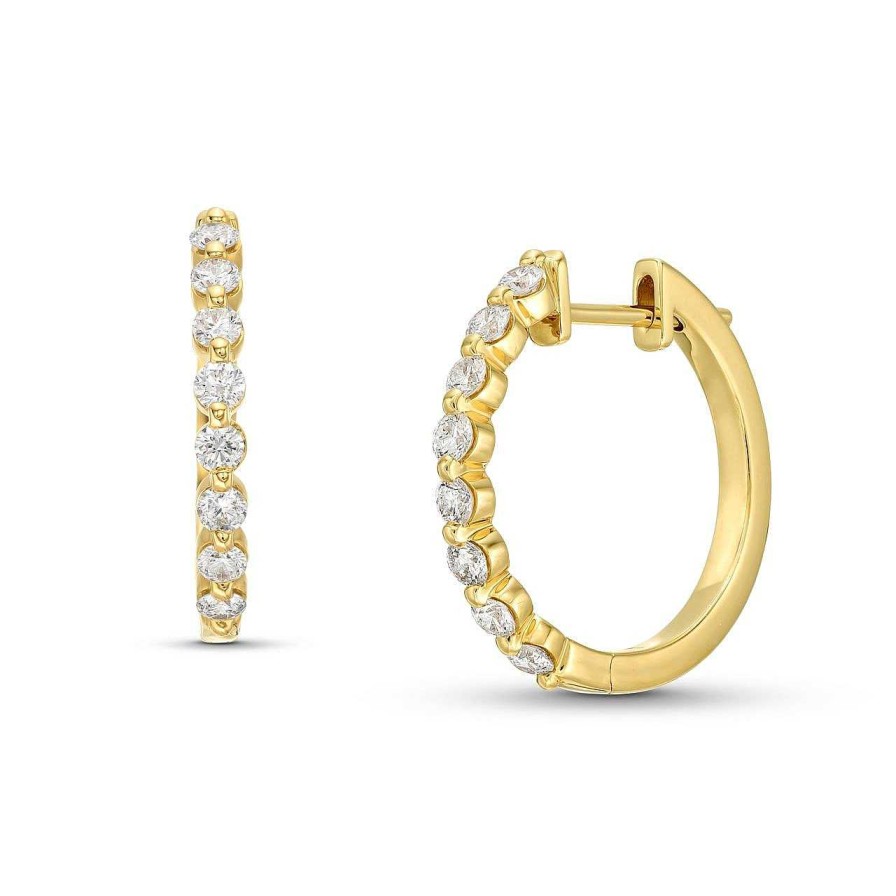 Diamonds Direct Earrings | Round Diamond 0.75 Inch Hoop Earrings