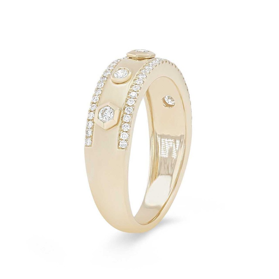 Diamonds Direct Fashion Rings | Diamond Border Bezel Ring Yellow Gold 14K