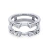 Diamonds Direct Women'S Bands | Baguette And Round Diamond Ring Guard By True Romance White Gold 14K