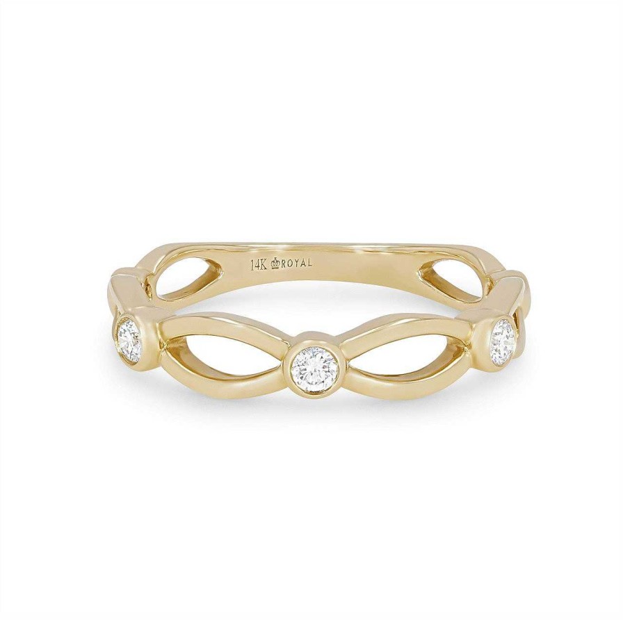 Diamonds Direct Women'S Bands | Open Twist Diamond Bezel Wedding Band By Royal White Gold 14K