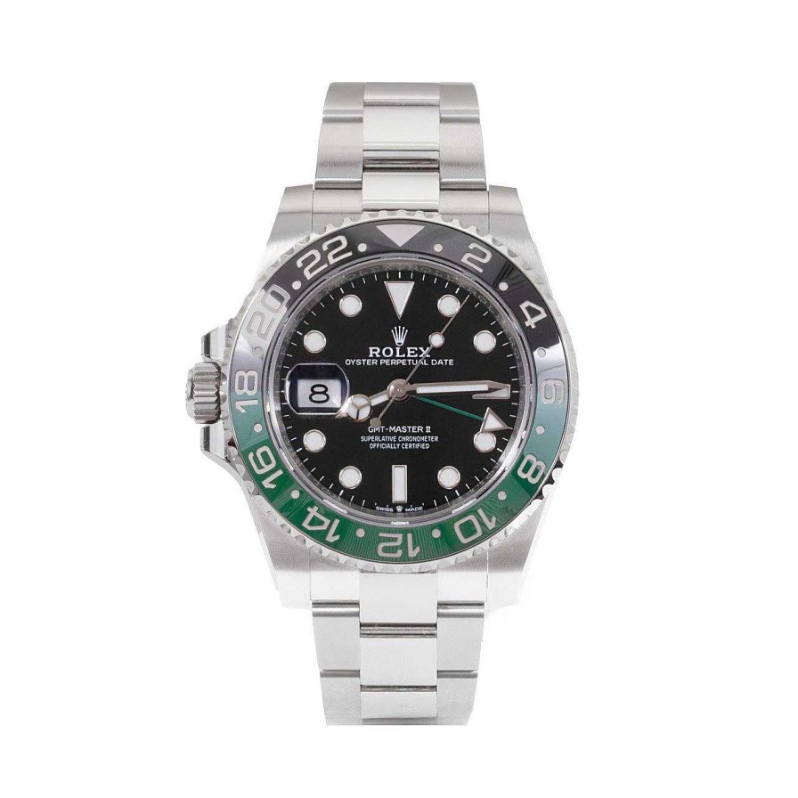 Diamonds Direct Men'S Watches | Rolex Gmt-Master Ii 40 Black Dial Watch | "Sprite" | Oystersteel