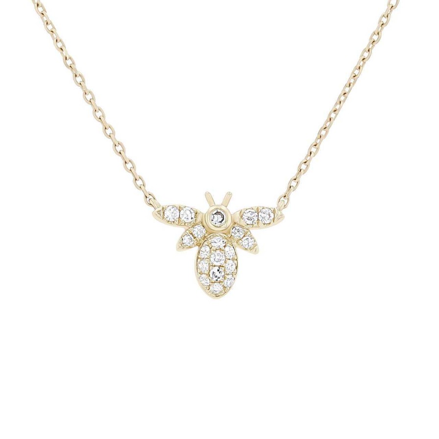 Diamonds Direct Necklaces & Pendants | Petite Diamond Bee Pendant Yellow Gold 14K