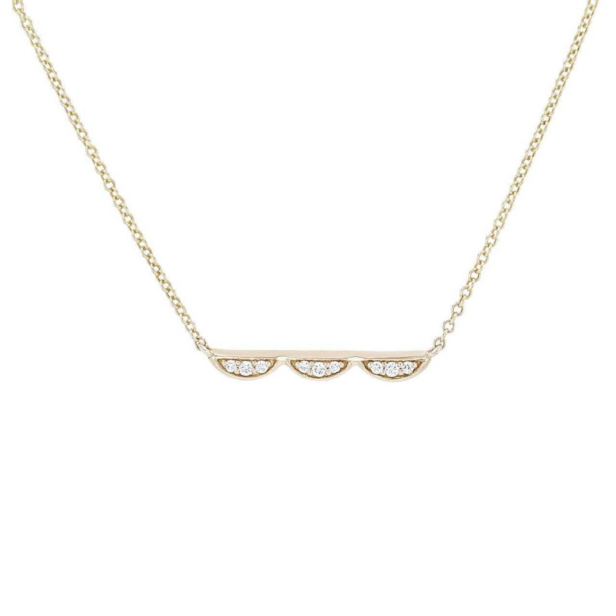 Diamonds Direct Necklaces & Pendants | Yellow Gold Tacori Diamond Scallop Bar Pendant