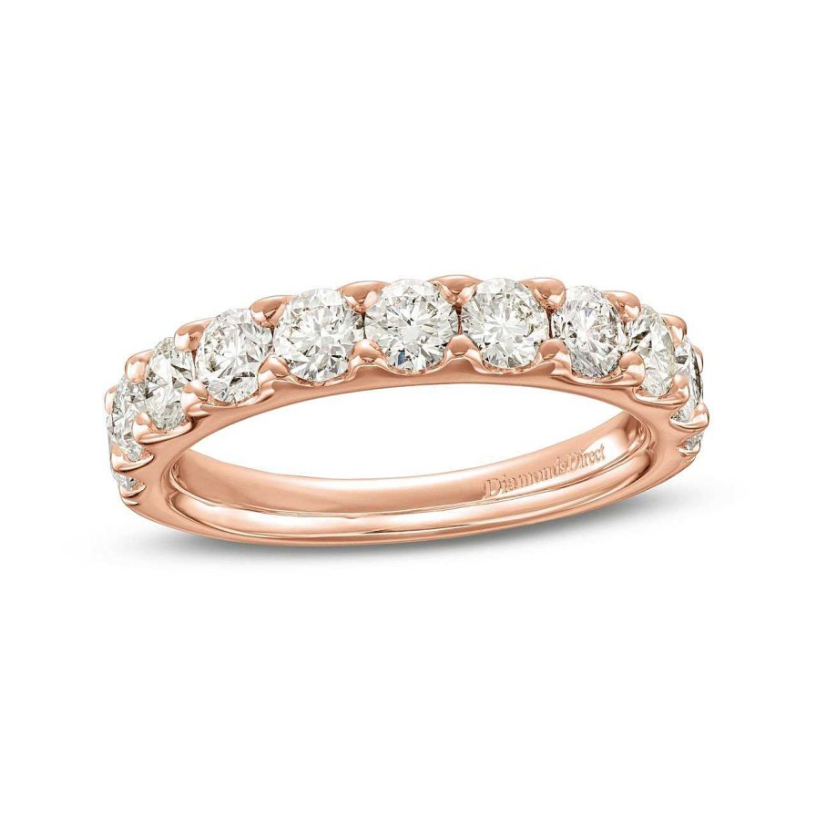 Diamonds Direct Women'S Bands | Essential Diamond Halfway Wedding Band (1.50Tw) Rose Gold 14K