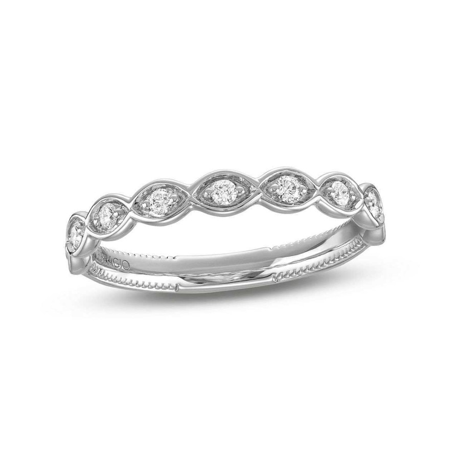 Diamonds Direct Women'S Bands | Verragio Renaissance Scalloped Wedding Band White Gold 14K