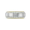 Diamonds Direct Men'S Bands | Simon G. Diamond Edge 8Mm Wedding Band White And Yellow Gold 18K