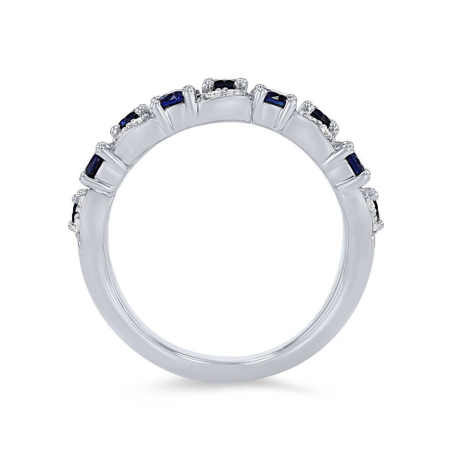 Diamonds Direct Fashion Rings | Sapphire And Diamond Vine Ring White Gold 14K