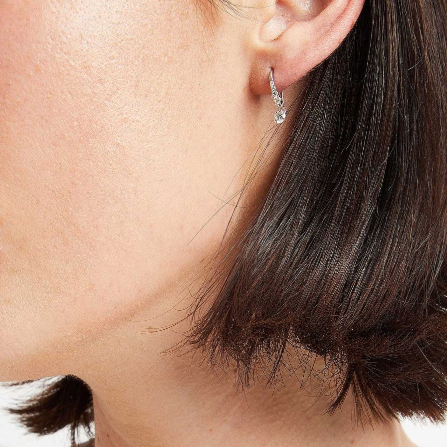 Diamonds Direct Earrings | Graduated Floating Diamond Earrings