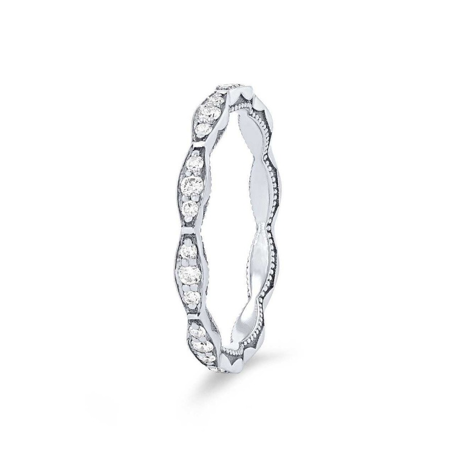 Diamonds Direct Women'S Bands | Tacori Sculpted Crescent Eternity Band White Gold 18K