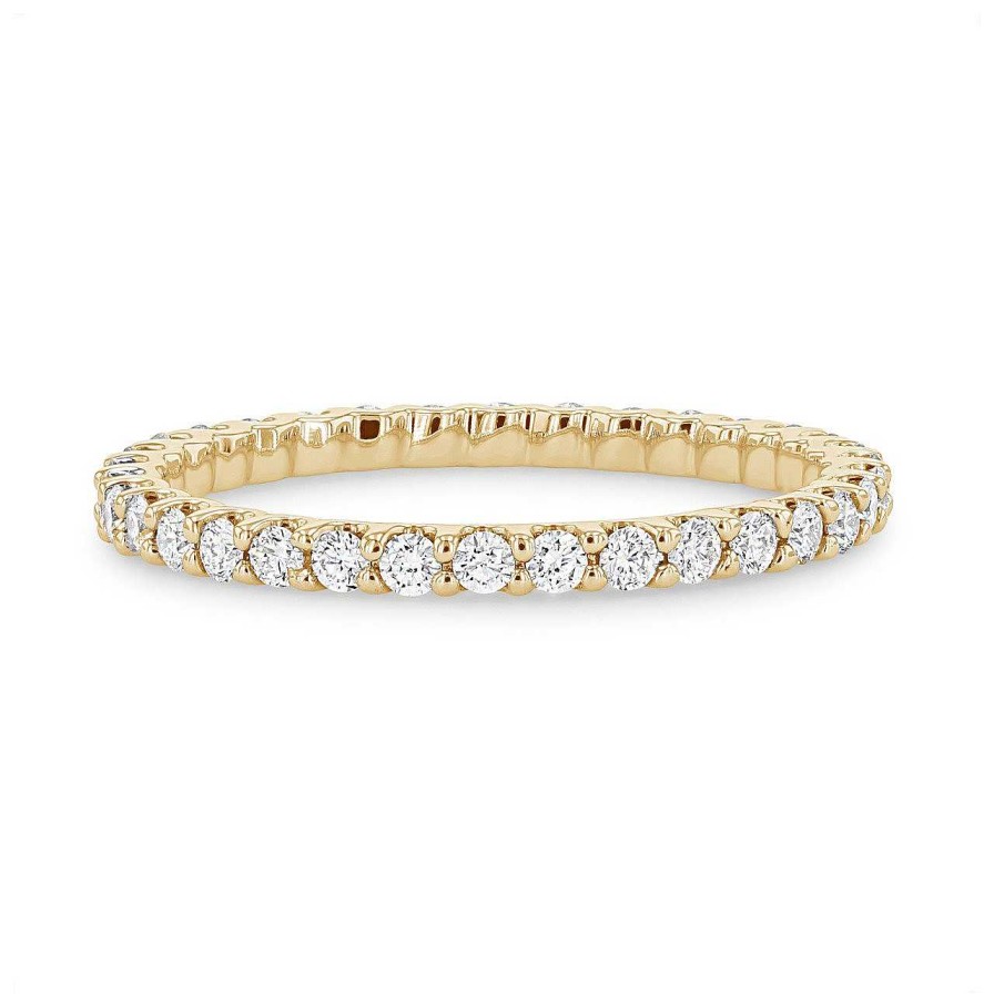 Diamonds Direct Women'S Bands | Scallop Diamond Eternity Band Yellow Gold 14K