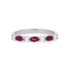 Diamonds Direct Women'S Bands | Alternating Marquise Ruby And Round Diamond Wedding Band By Ses Creations White Gold 14K